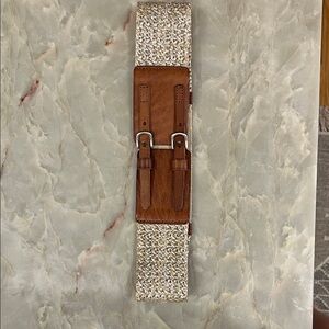 Elegant Brown and Cream Woven Belt